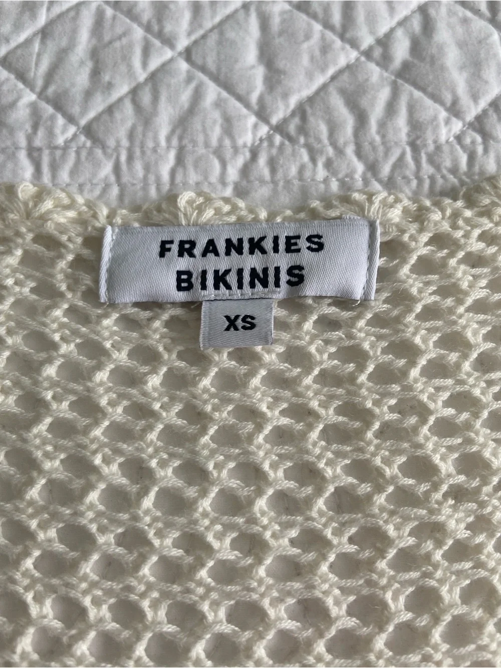 Frankies Bikinis Crochet Collette Cover Up Tunic Cream White XS